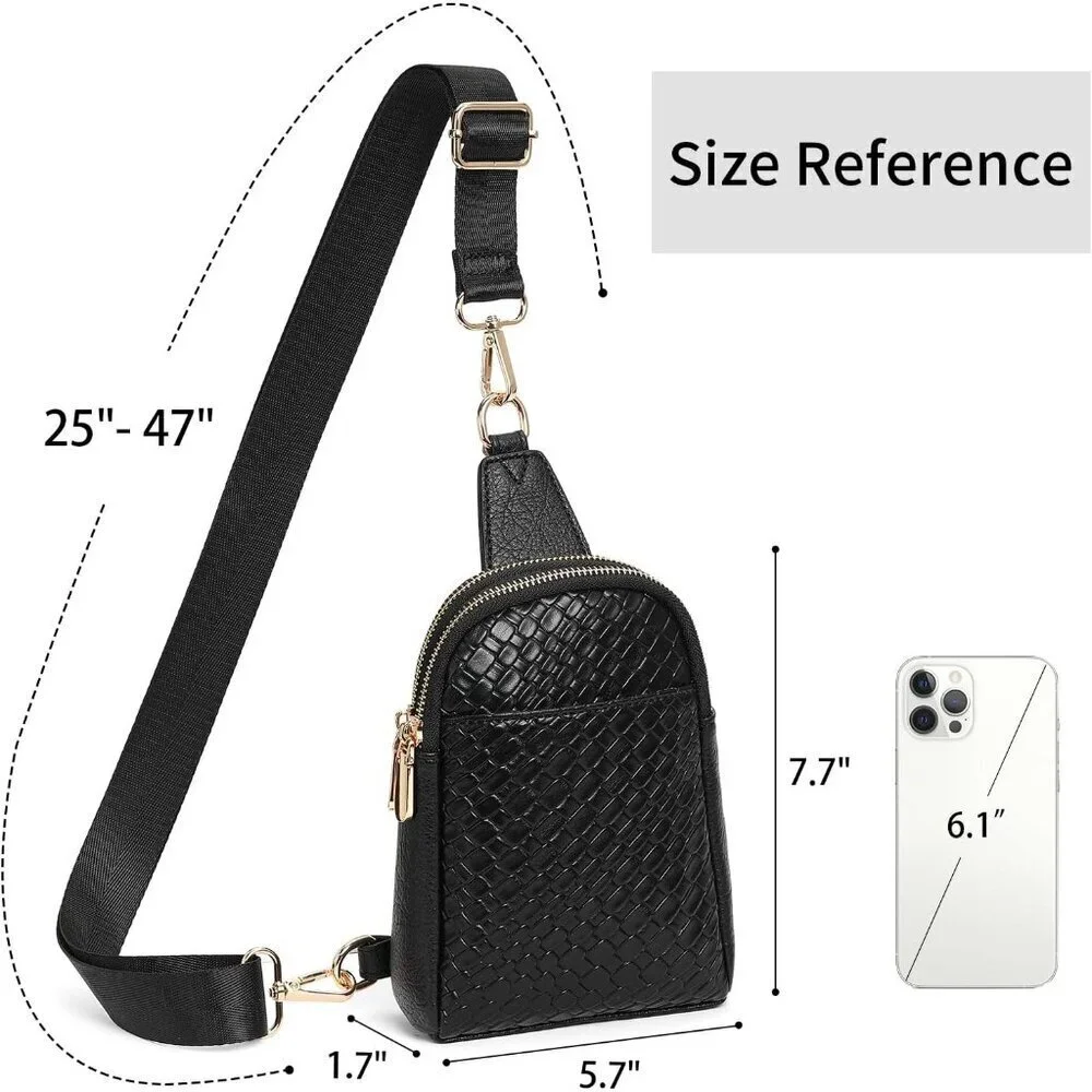 Women Small Sling Bag Vegan Leather Multi-Compartment Crossbody Purse